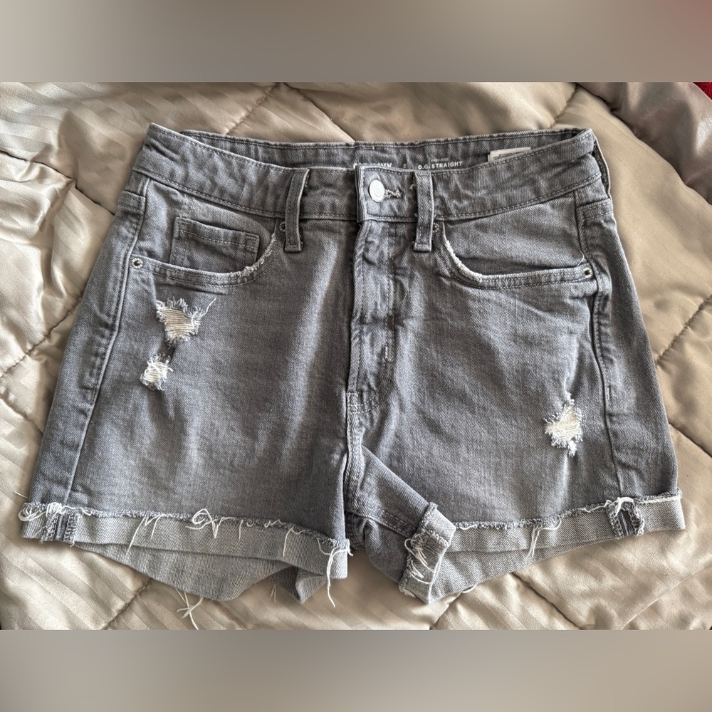 Old Navy Gray Distressed Denim Shorts